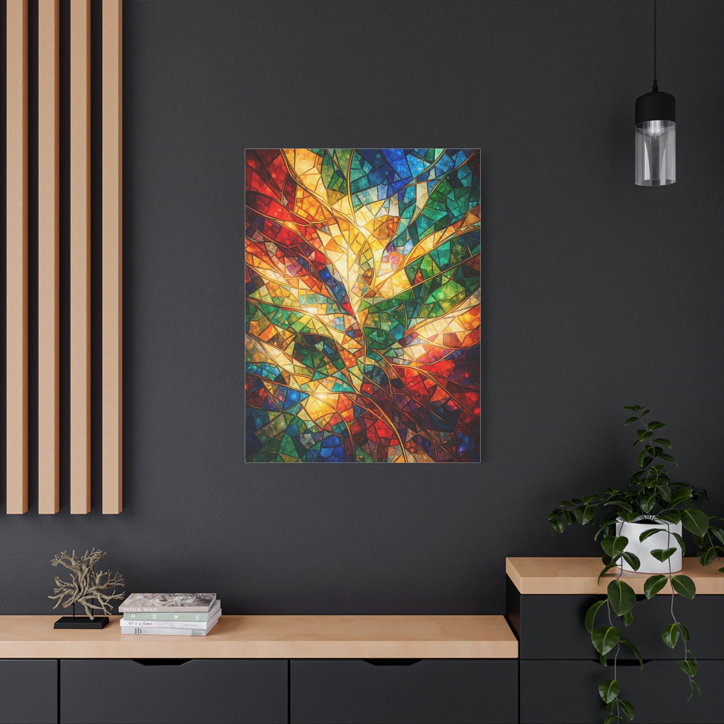Colorful Stained-Glass Mosaic Abstraction Wall Art & Canvas Print