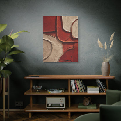 Red and Beige Sculptural Minimal Abstraction Wall Art & Canvas Print