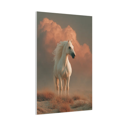 White Arabian Horse Golden Cloud Portrait Wall Art & Canvas Print