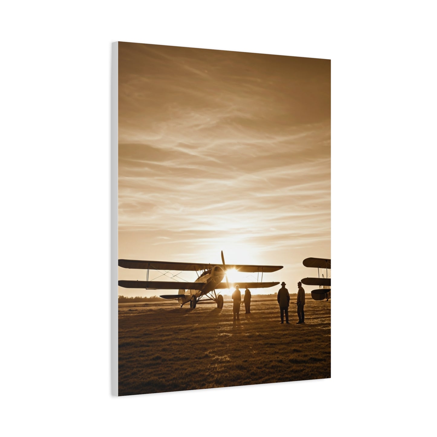 Vintage Airfield Sunset Silhouette Wall Art & Canvas Prints