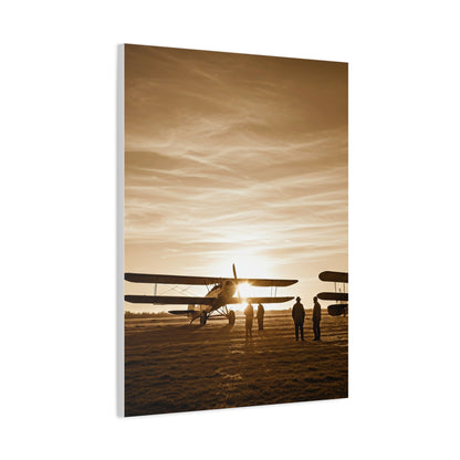 Vintage Airfield Sunset Silhouette Wall Art & Canvas Prints