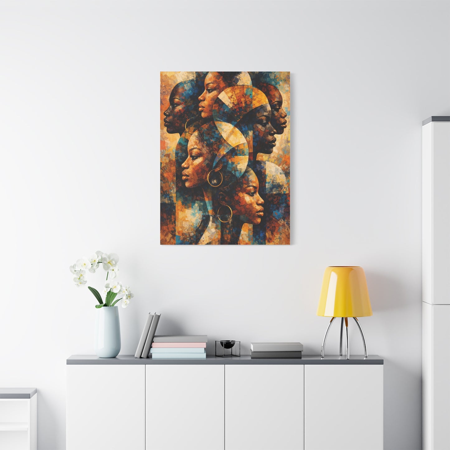 Abstract Overlapping African Profiles Wall Art & Canvas Print