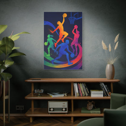 Rainbow Basketball Motion Sports Wall Art & Canvas Print