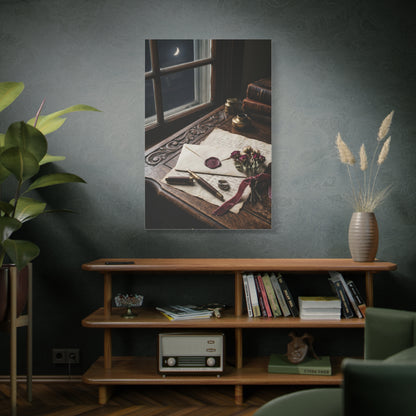 Moonlit Love Letter Writing Scene Wall Art & Canvas Print