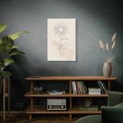 Minimal Line Art Sunflower Wall Art & Canvas Print