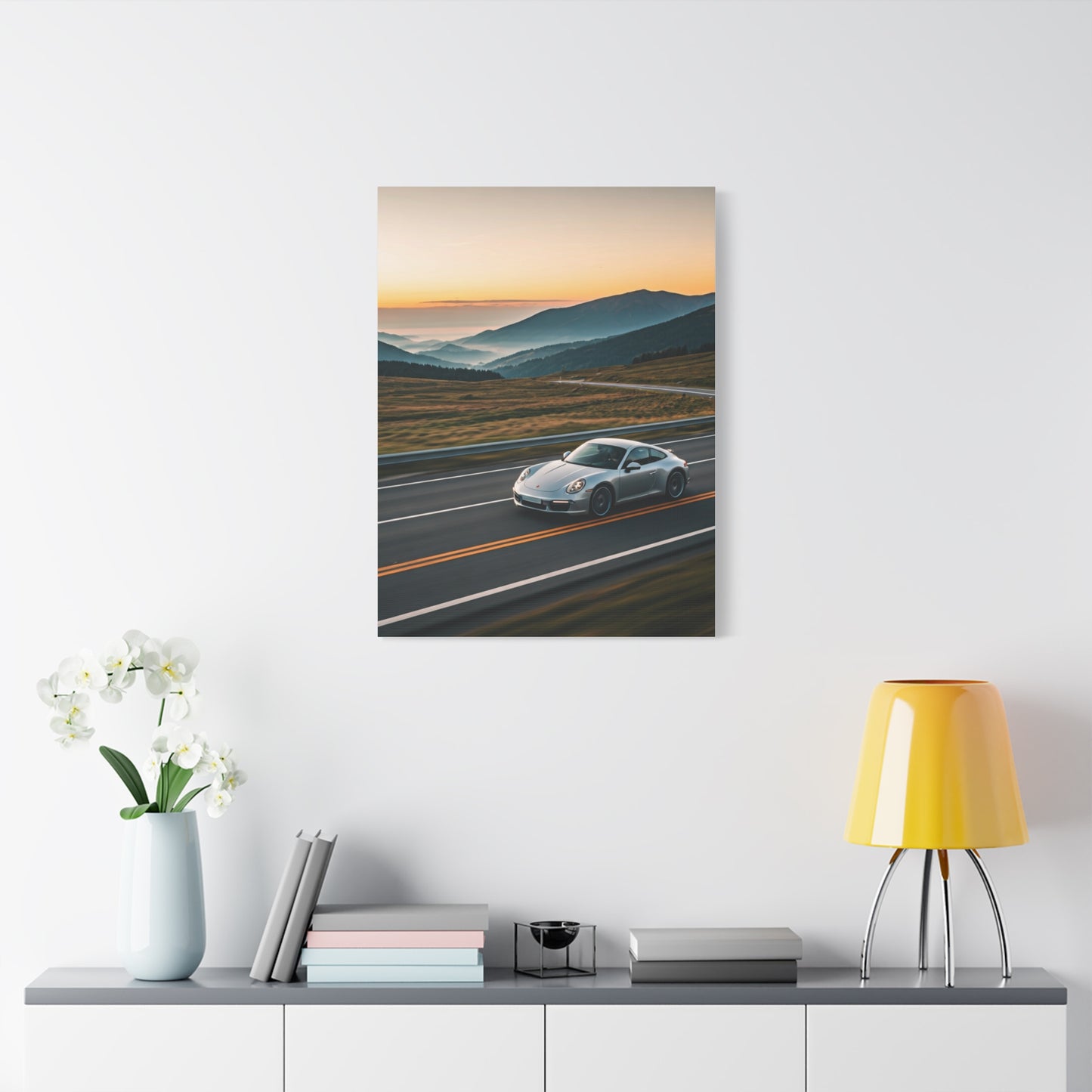Porsche 911 Alpine Sunrise Cruise Wall Art & Canvas Prints