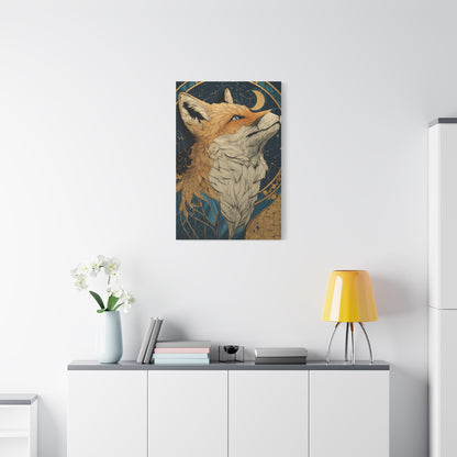 Celestial Fox Constellation Portrait Wall Art & Canvas Print