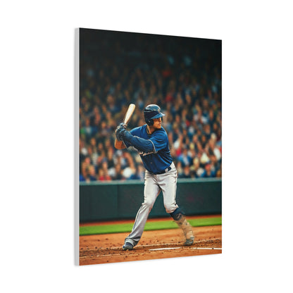 Lone Baseball Player Under Stadium Lights Wall Art & Canvas Prints