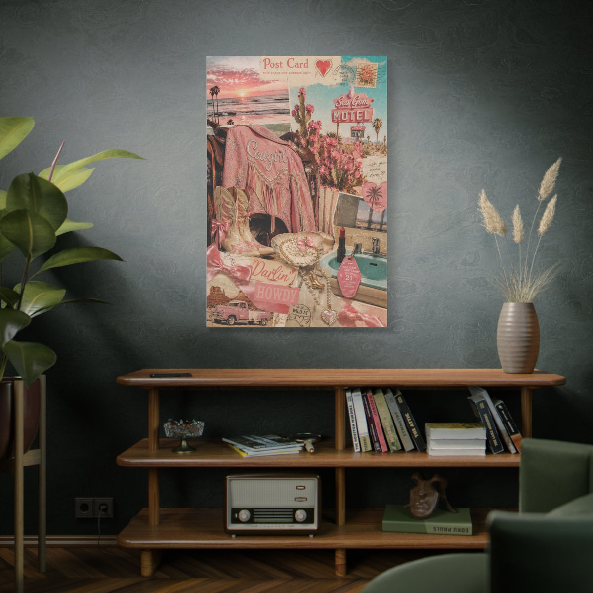 Coquette Cowgirl Desert Postcard Collage Wall Art & Canvas Print