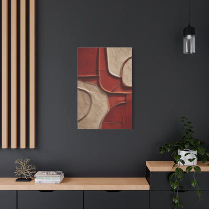 Red and Beige Sculptural Minimal Abstraction Wall Art & Canvas Print