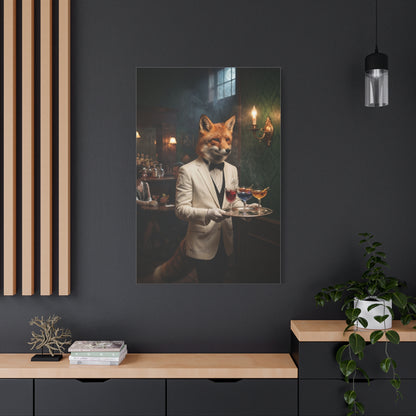 Fox Butler Cocktail Service Portrait Wall Art & Canvas Print