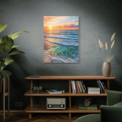 Golden Sunrise Ocean Horizon Scene Wall Art & Canvas Print