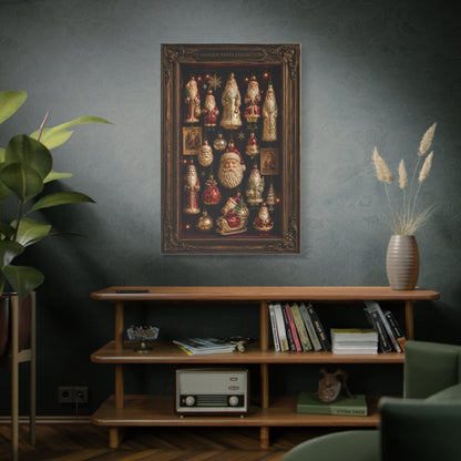 Antique Glass Santa Ornament Shadowbox Wall Art & Canvas Print