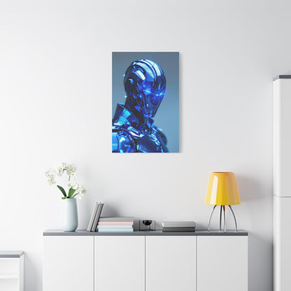 Futuristic Blue Chrome Figure Wall Art & Canvas Prints