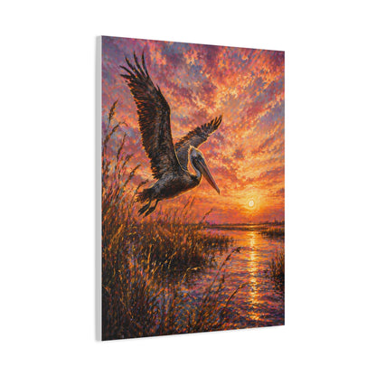 Pelican Marsh Sunset Scene Wall Art & Canvas Print