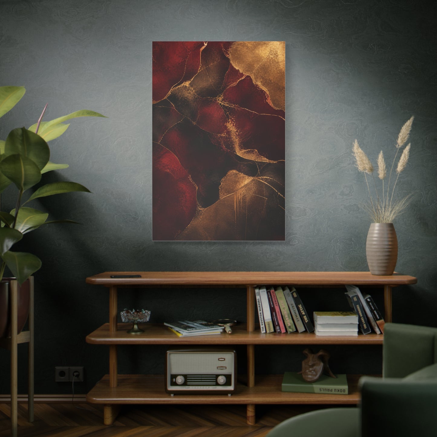 Oxblood and Gold Luxury Abstract Wall Art & Canvas Print