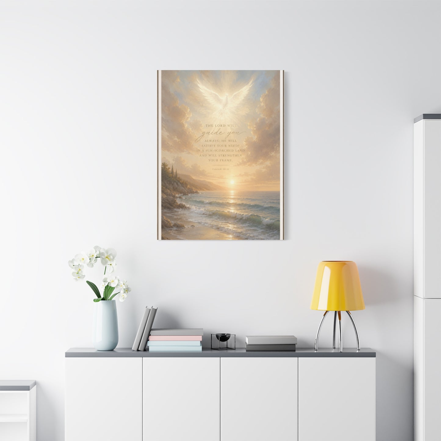 Isaiah Coastal Dove Scripture Wall Art & Canvas Print