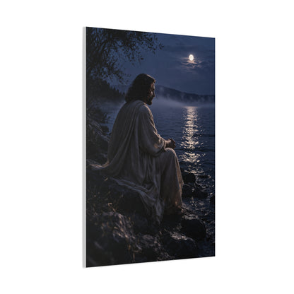 Jesus by the Water Moonlight Reflection Wall Art & Canvas Print