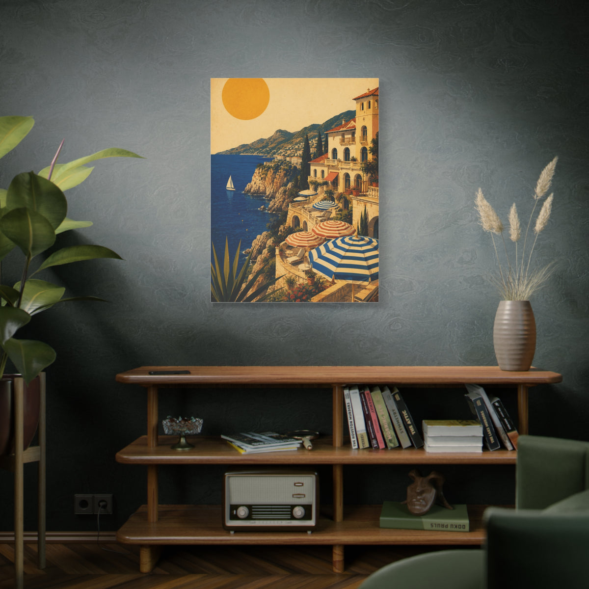 Riviera Coastal Terrace Poster Wall Art & Canvas Print