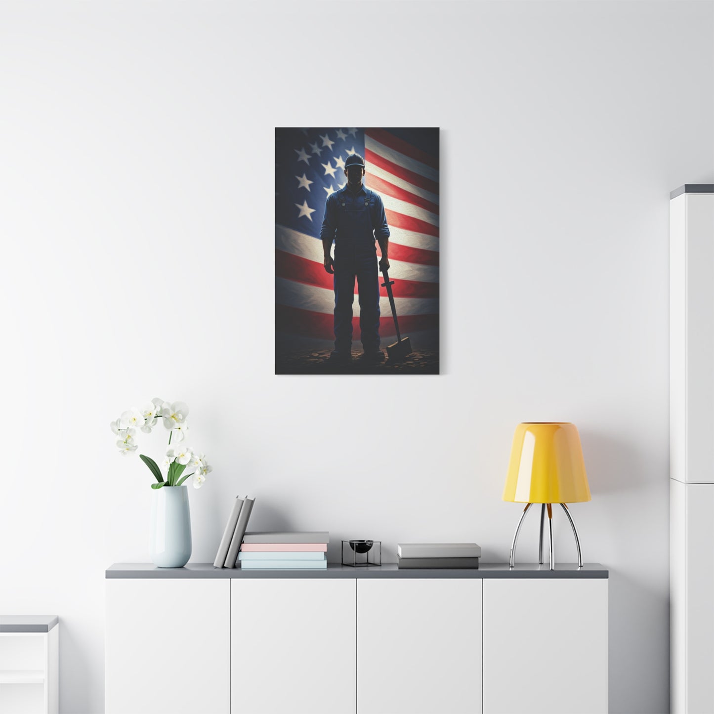 Soldier of Honor Before the Flag Wall Art & Canvas Prints