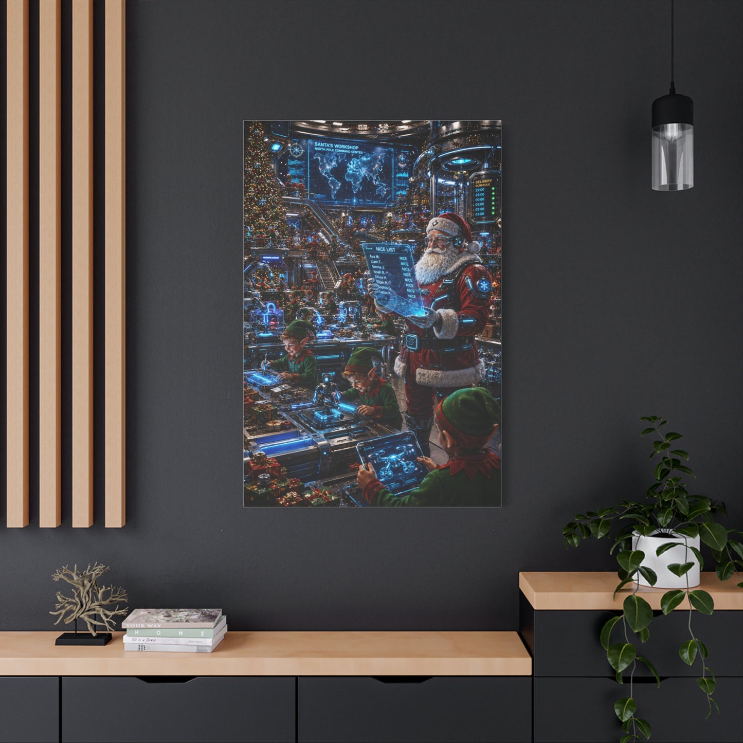 Futuristic Santa Workshop Wall Art & Canvas Print