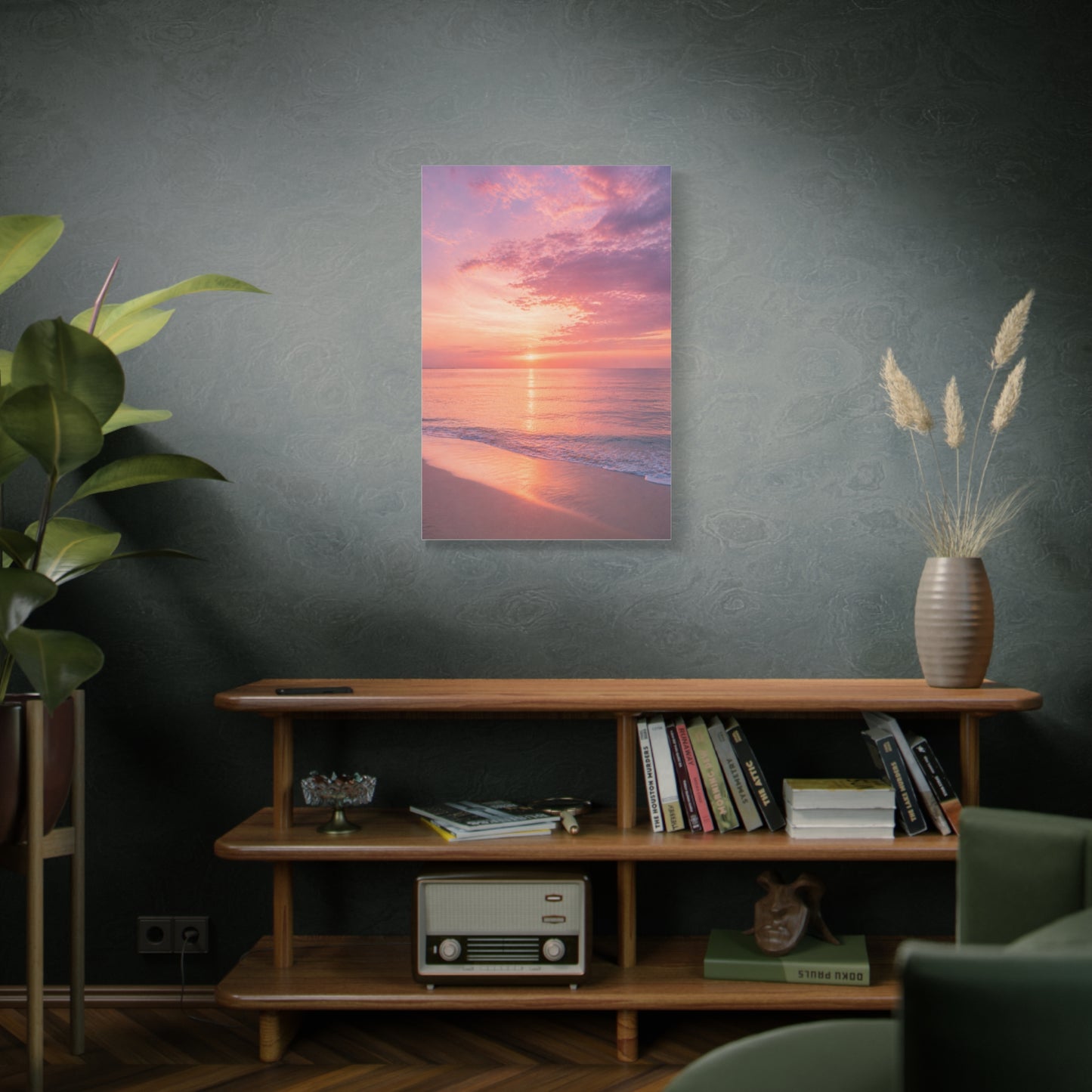 Blush Coastal Sunset Horizon Wall Art & Canvas Print