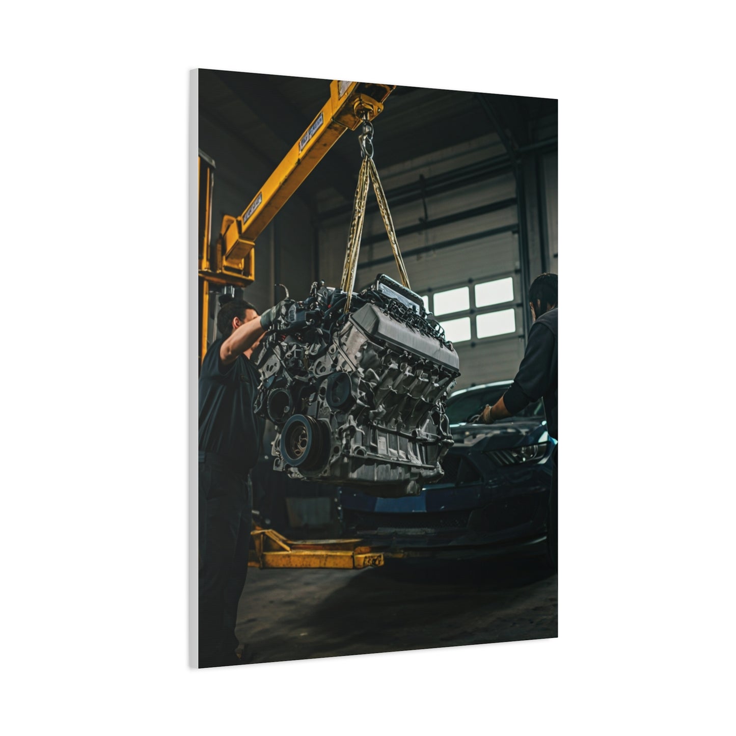 Ford Mustang Shelby GT350 Engine Installation Scene Wall Art & Canvas Prints
