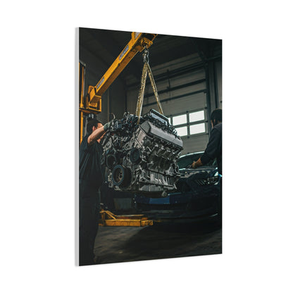 Ford Mustang Shelby GT350 Engine Installation Scene Wall Art & Canvas Prints