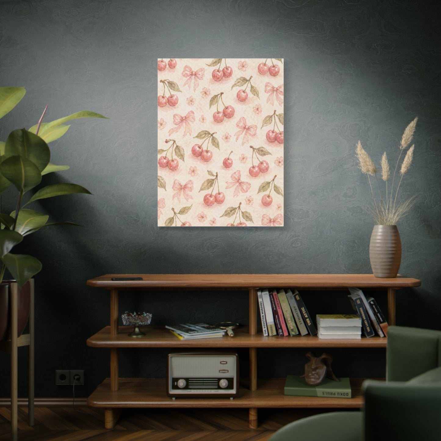 Pink Cherry Pattern Composition Wall Art & Canvas Print