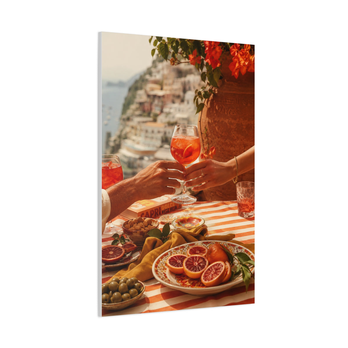 Mediterranean Aperitivo Romance Scene Wall Art & Canvas Print