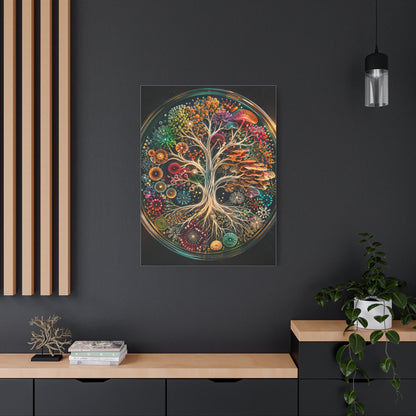 Luminous Bio-Art Fungal Tree Petri Study Wall Art & Canvas Print