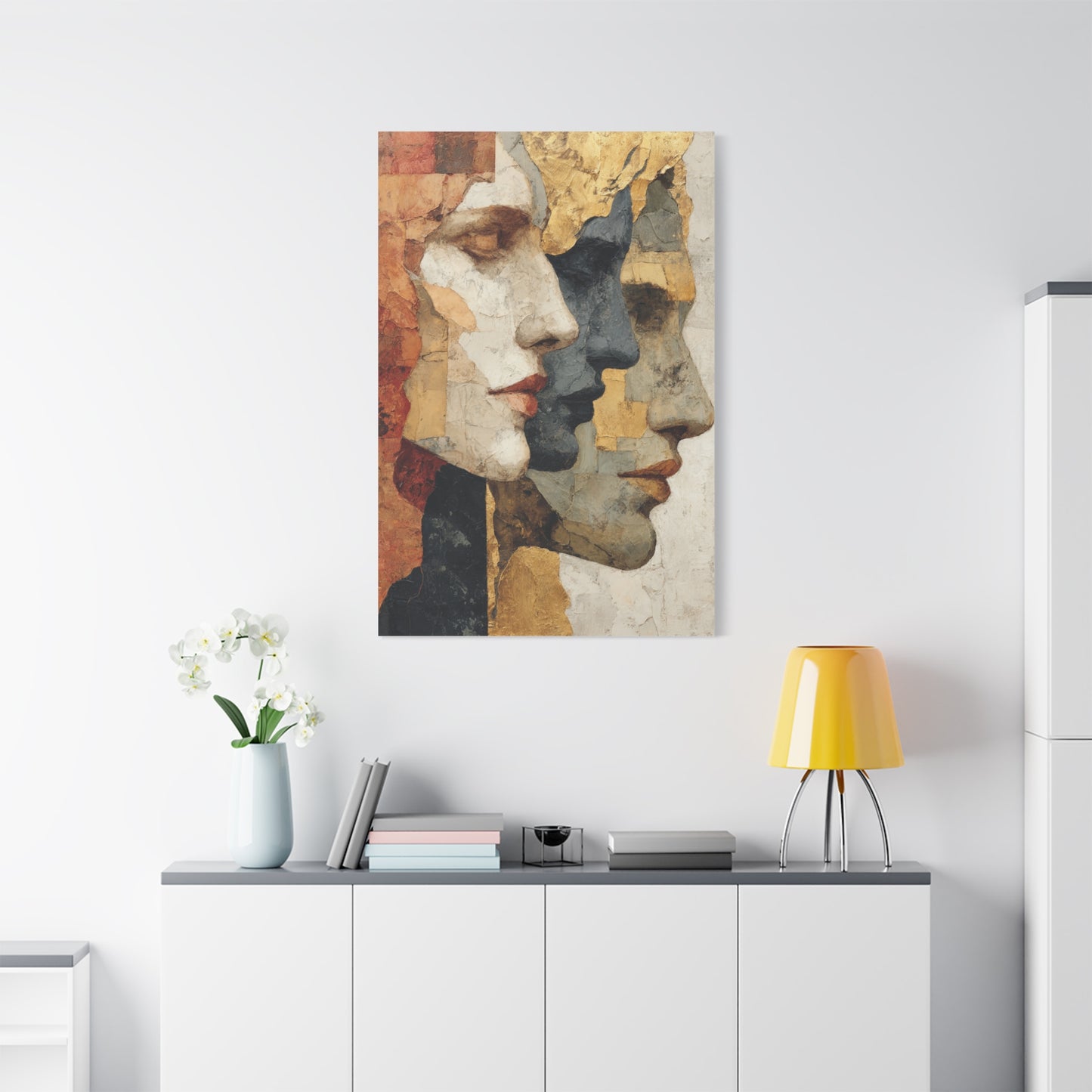 Multi Profile Textured Faces Composition Wall Art & Canvas Print