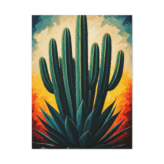 Sunburst Desert Saguaro Illustration Wall Art & Canvas Prints