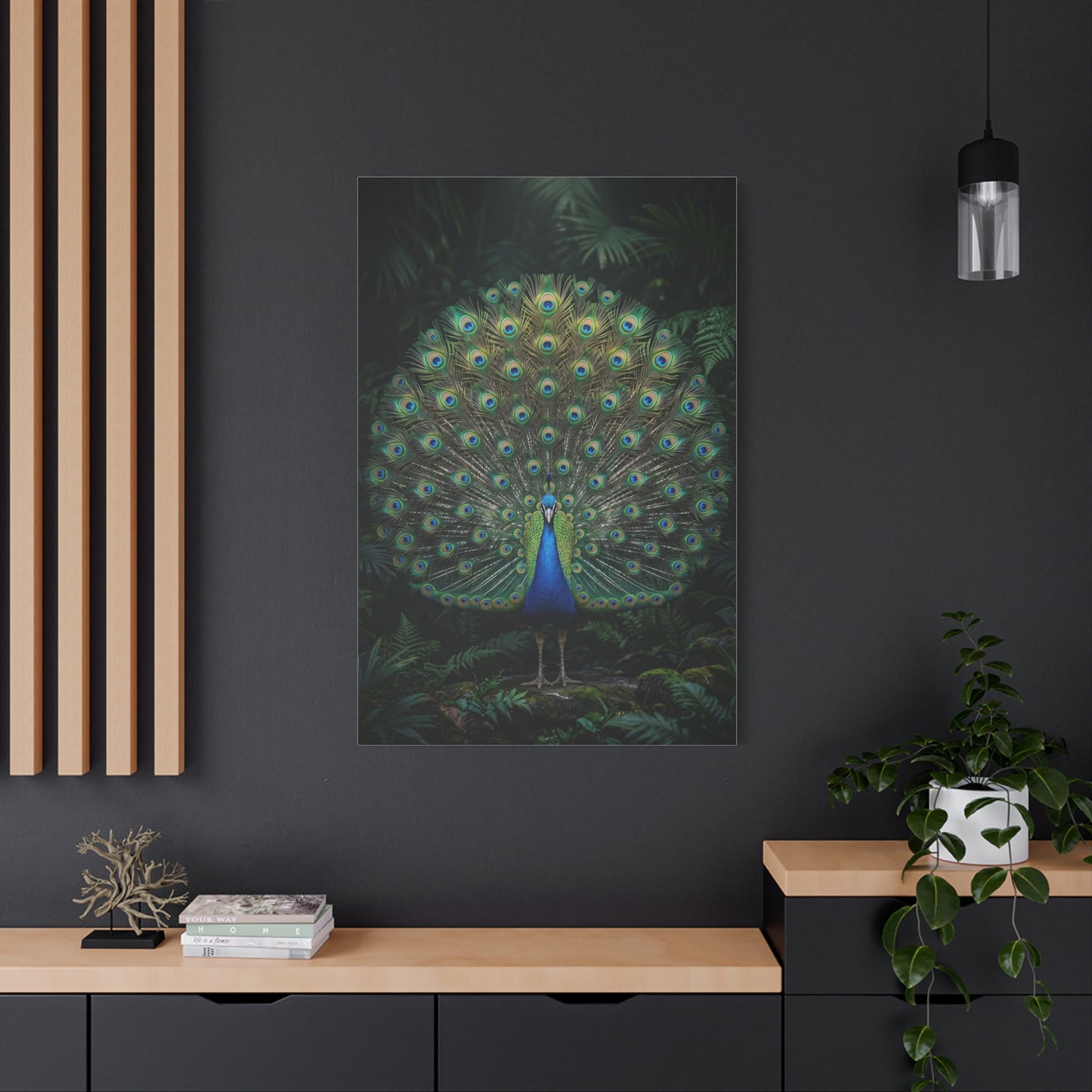 Jungle Royal Peacock Halo Wall Art & Canvas Print