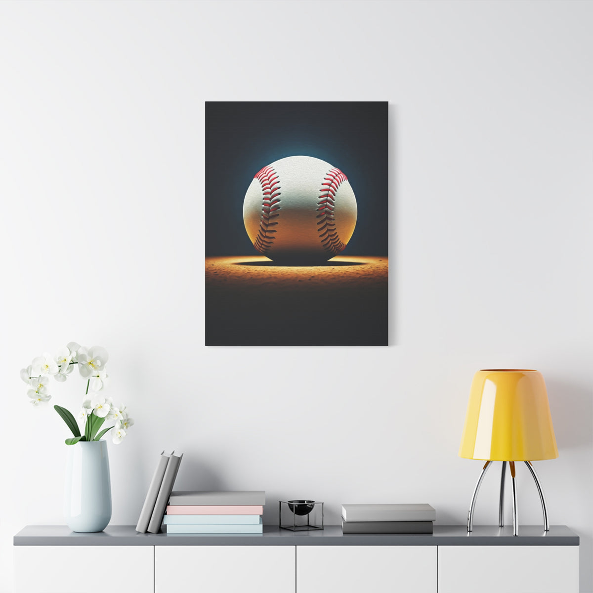 Baseball Ball on Field Spotlight Wall Art & Canvas Prints