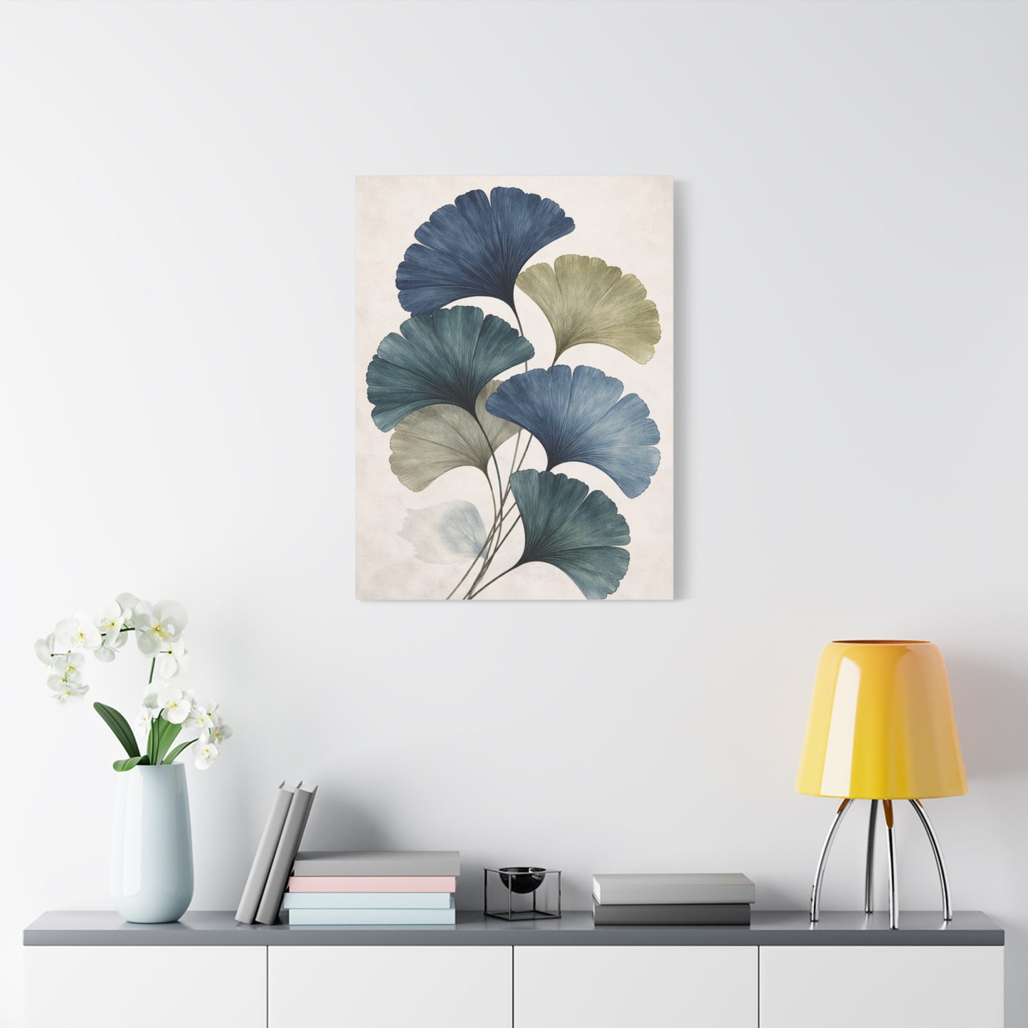Navy Ginkgo Botanical Elegance Wall Art & Canvas Print