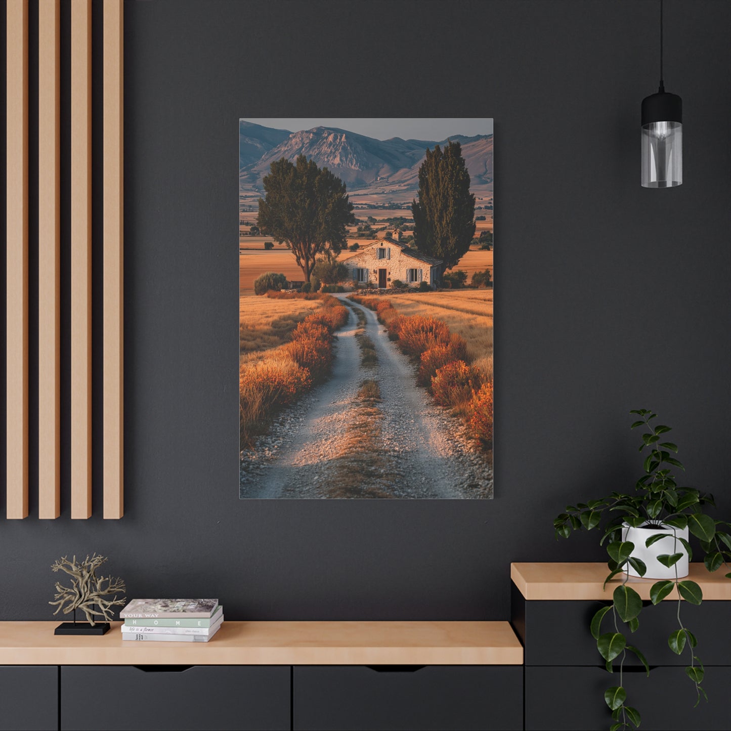 Farmhouse Gravel Lane Countryside Wall Art & Canvas Print