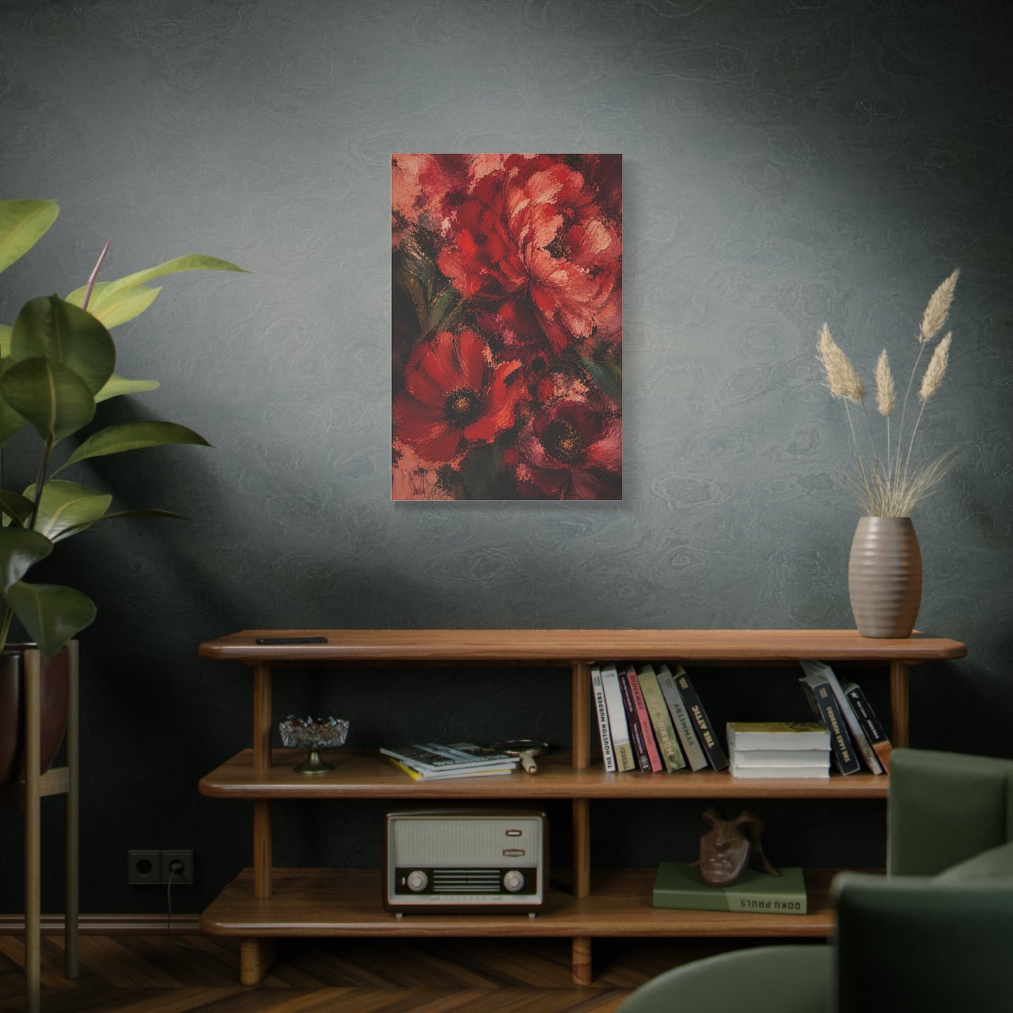 Red Impressionist Floral Composition Wall Art & Canvas Print