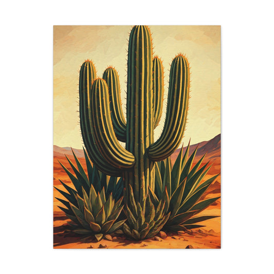 Vintage Desert Botanical Saguaro Wall Art & Canvas Prints