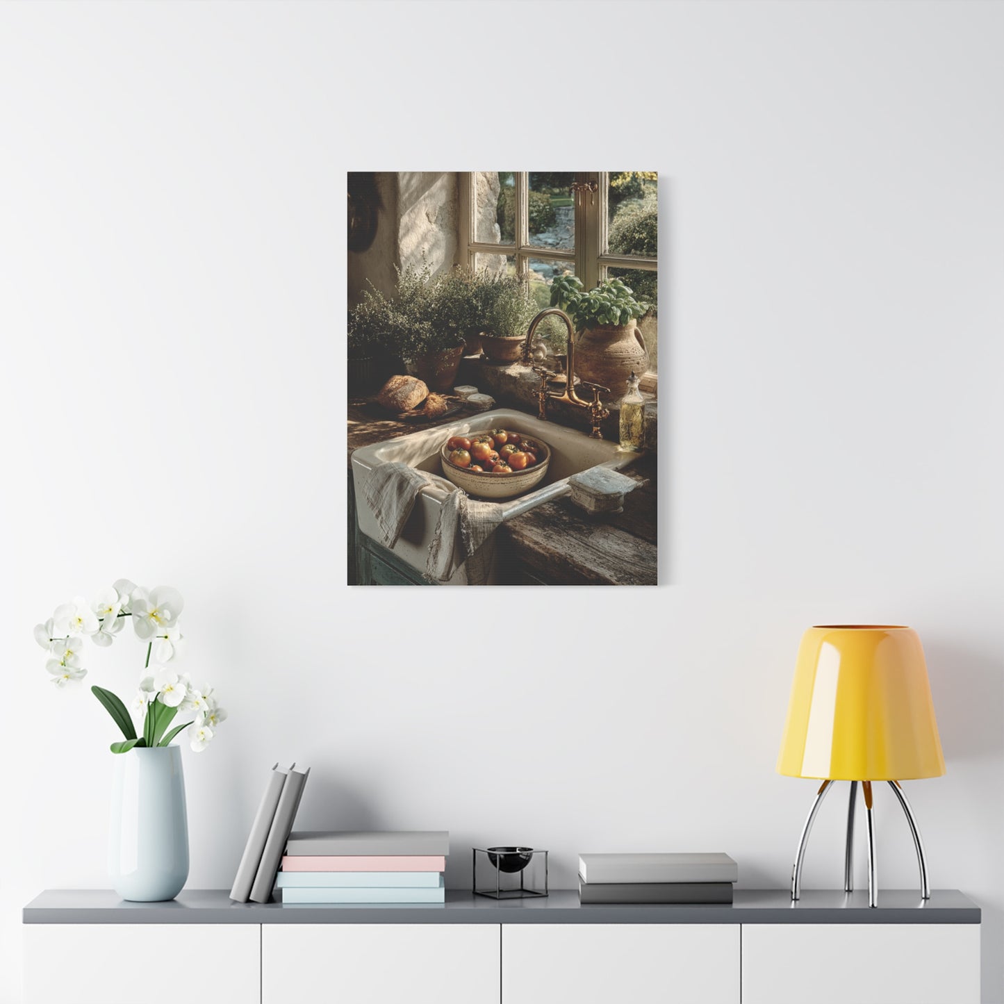 Farmhouse Sink Tomato Kitchen Scene Wall Art & Canvas Print