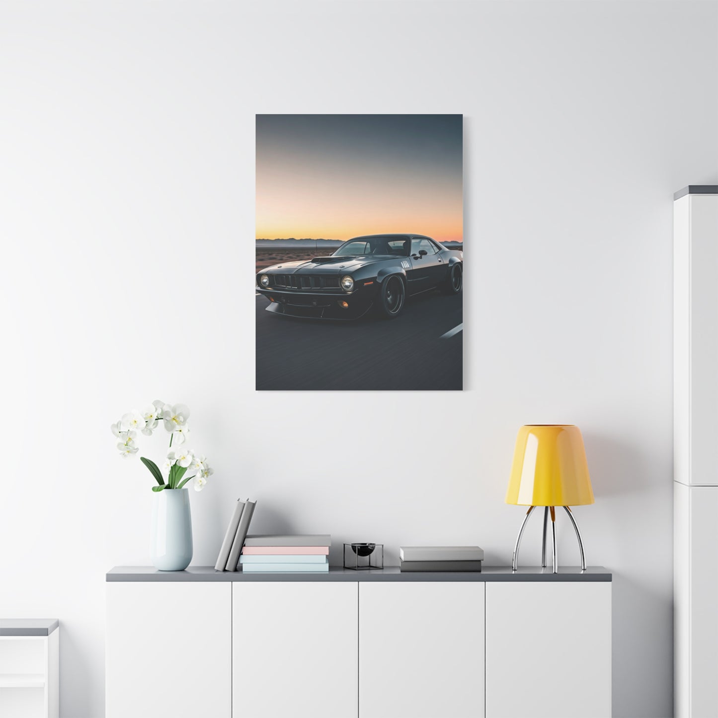1970 Plymouth ’Cuda Shaker Hood Desert Charge Wall Art & Canvas Prints