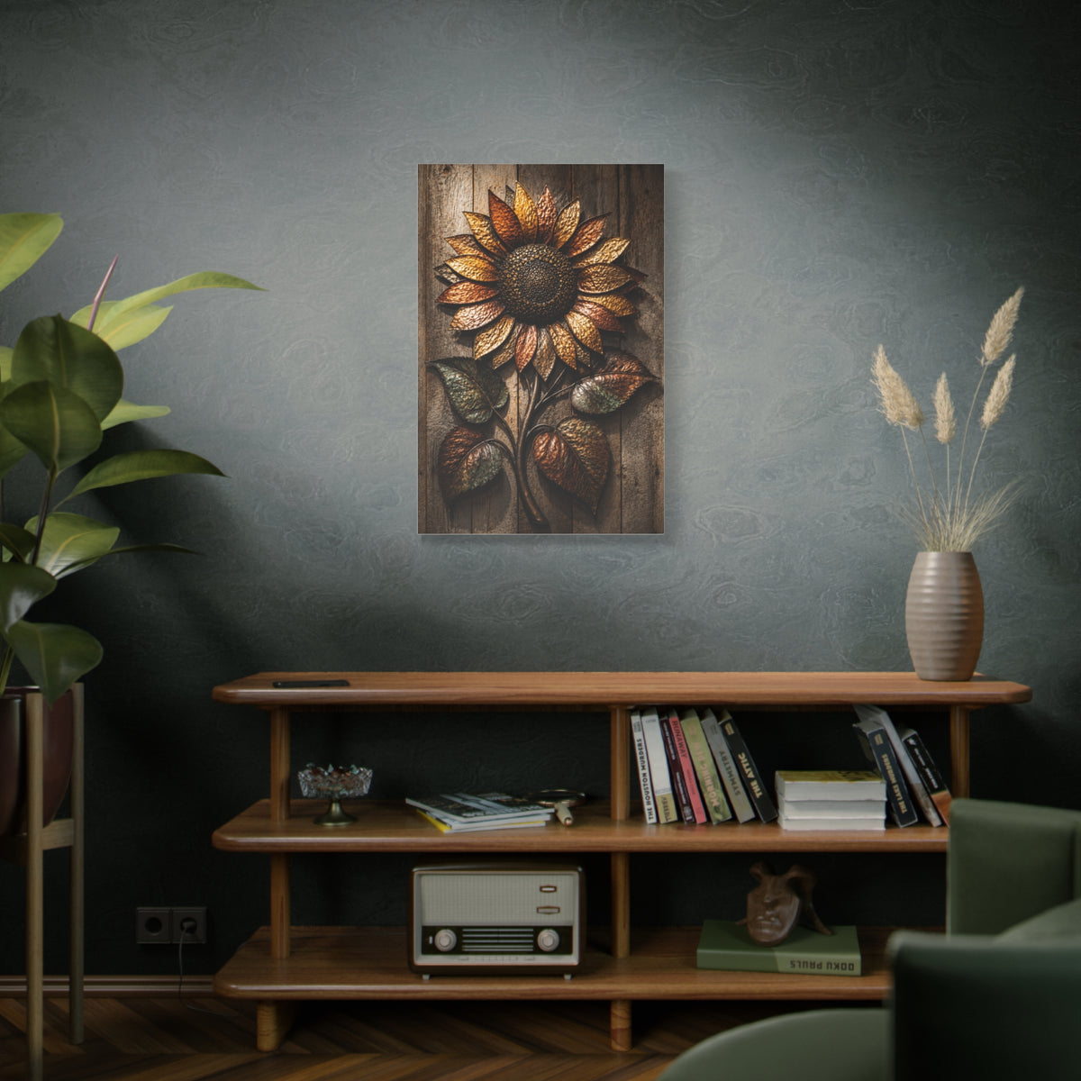 Hammered Metal Sunflower Sculpture Wall Art & Canvas Print