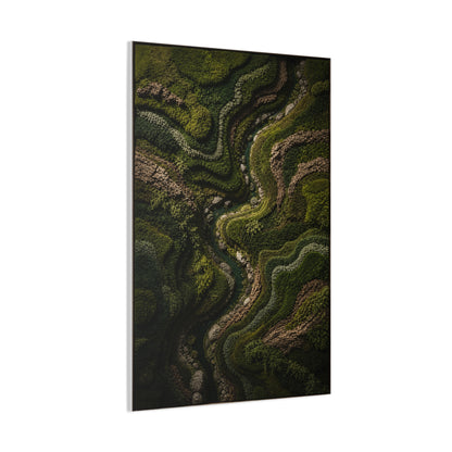 Topographic Moss River Landscape Wall Art & Canvas Print