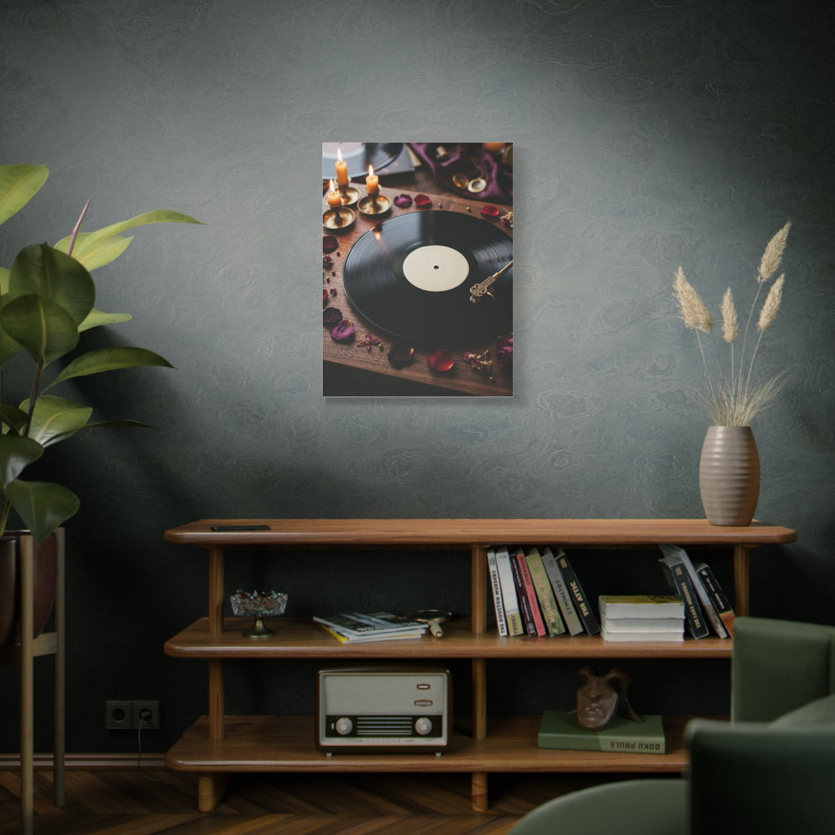 Candlelit Vinyl Love Night Scene Wall Art & Canvas Print