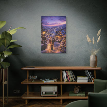 Snowy Village Santa Lantern Walk Wall Art & Canvas Print