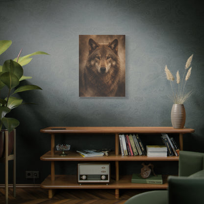 Warm-Toned Studio Wolf Portrait Wall Art & Canvas Print