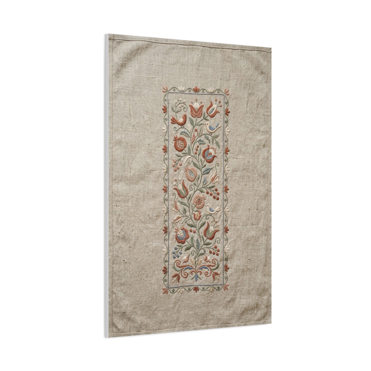 Rustic Folk Botanical Embroidery Strip Wall Art & Canvas Print