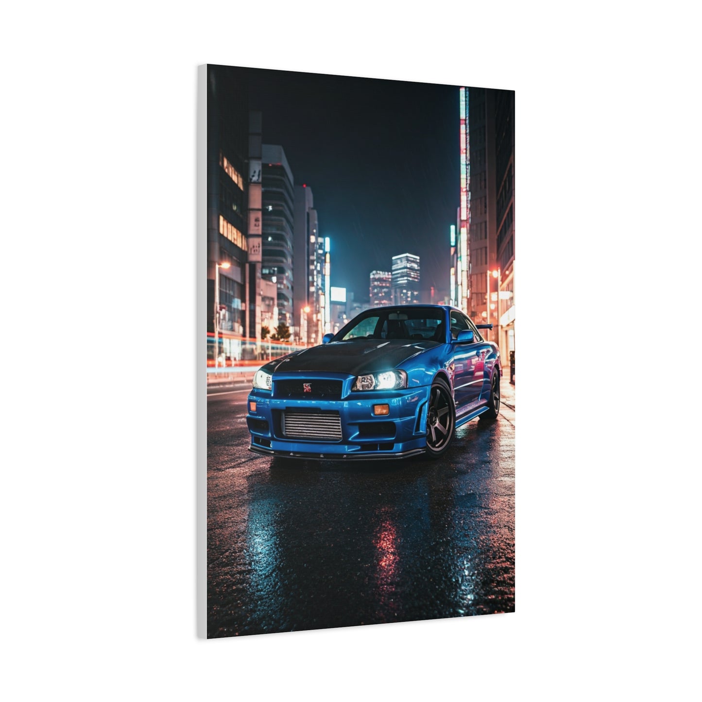 Nissan Skyline GT-R R34 City Rain Reflections Wall Art & Canvas Prints