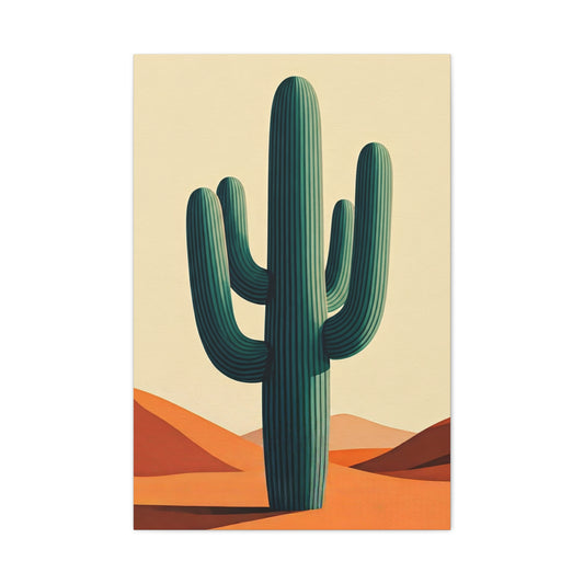 Minimalist Desert Saguaro Landscape Illustration Wall Art & Canvas Prints