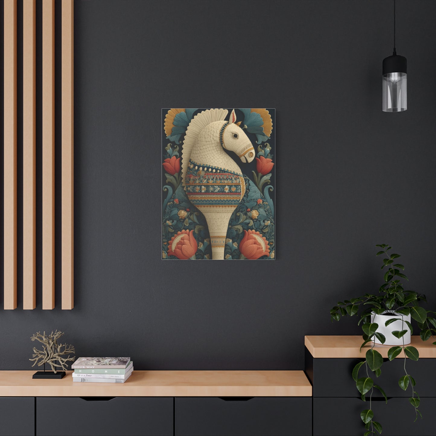 Swedish Dala Horse Folk Floral Wall Art & Canvas Print